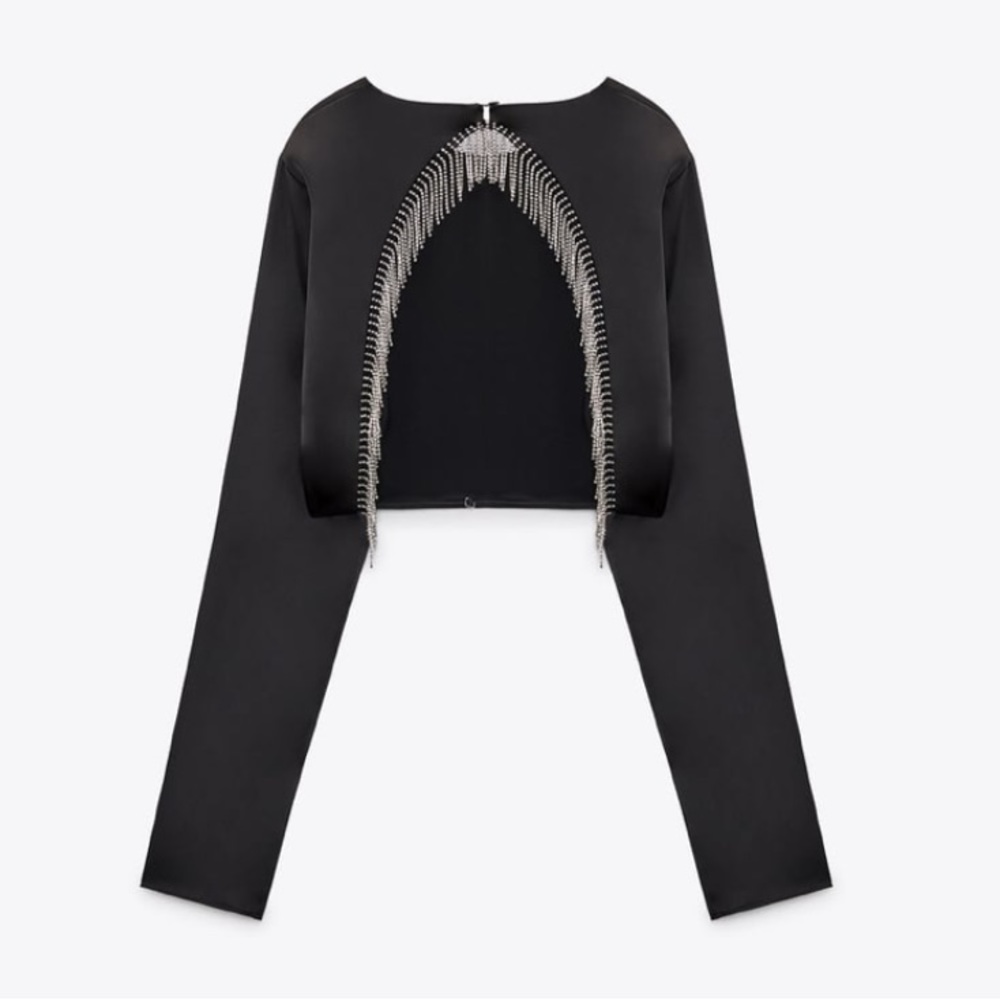 NWT zara satin effect rhinestone top